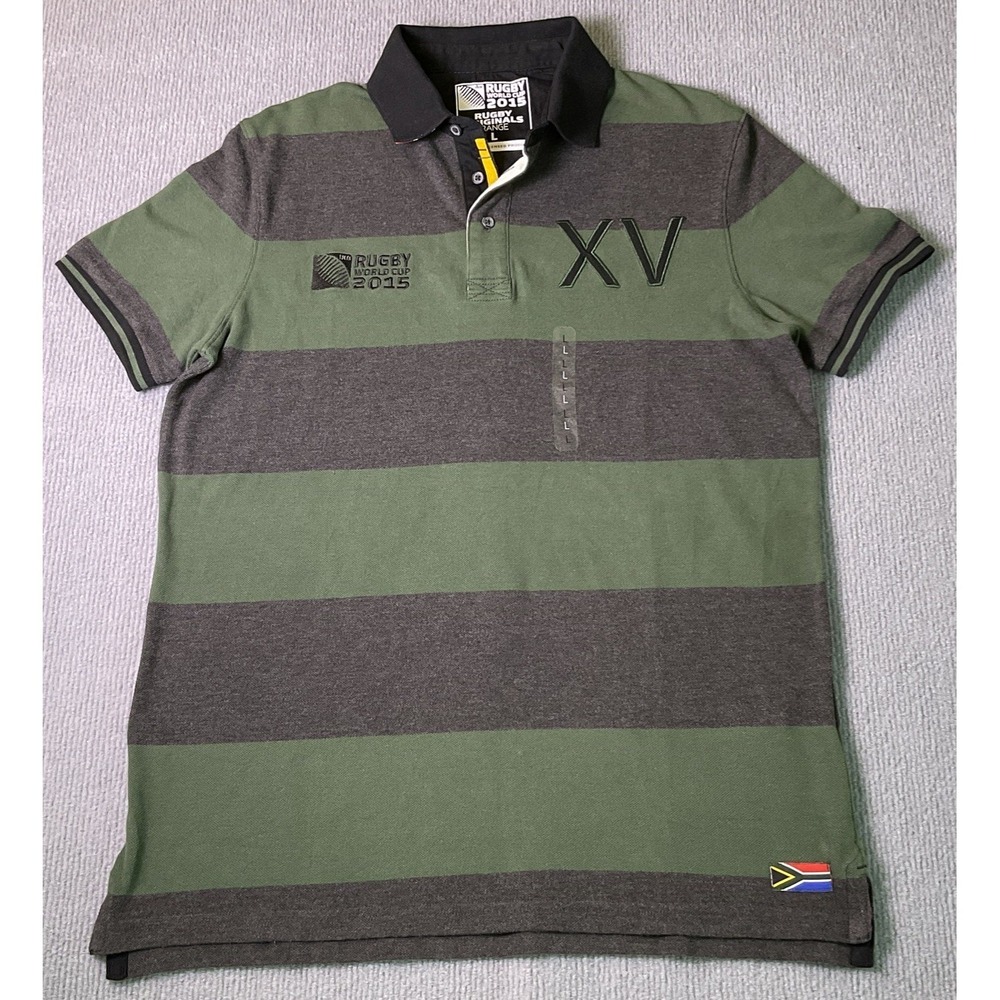 Rugby World Cup 2015 Polo Short Sleeve Green/Gray Size Large